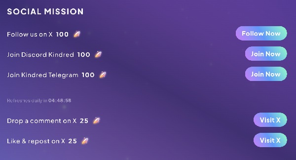 Kindred Airdrop - SOCIAL MISSIONS