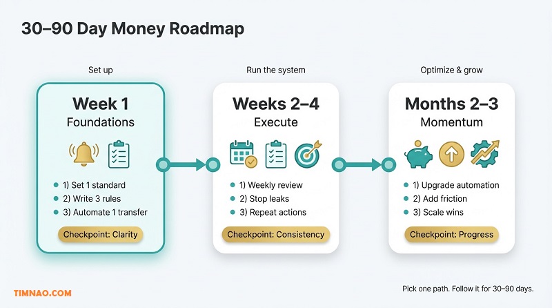 30-90 day money roadmap timeline