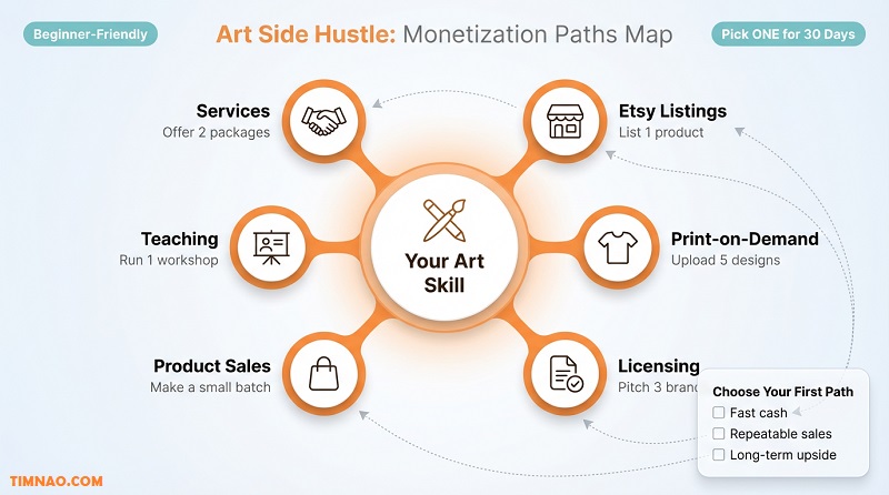 art side hustle monetization paths map
