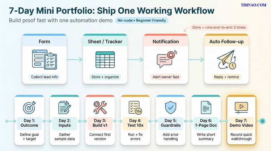 7 day mini portfolio workflow