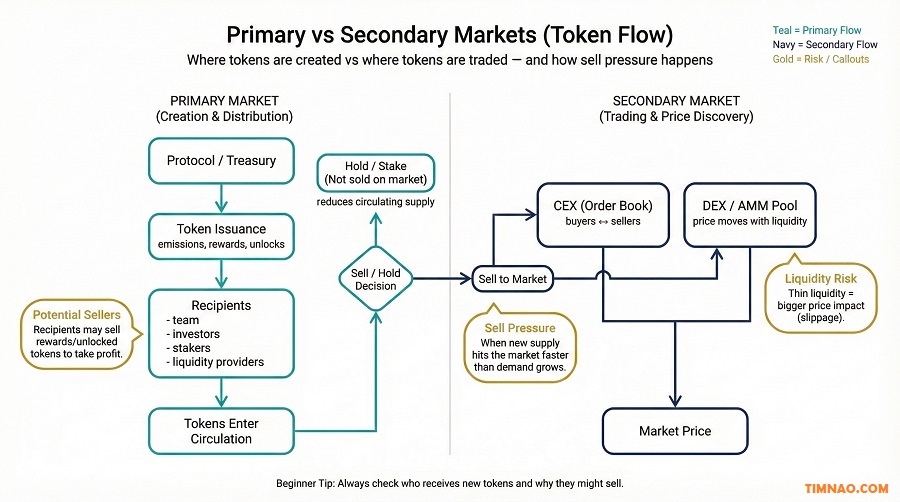 primary secondary market token flow ecosystem