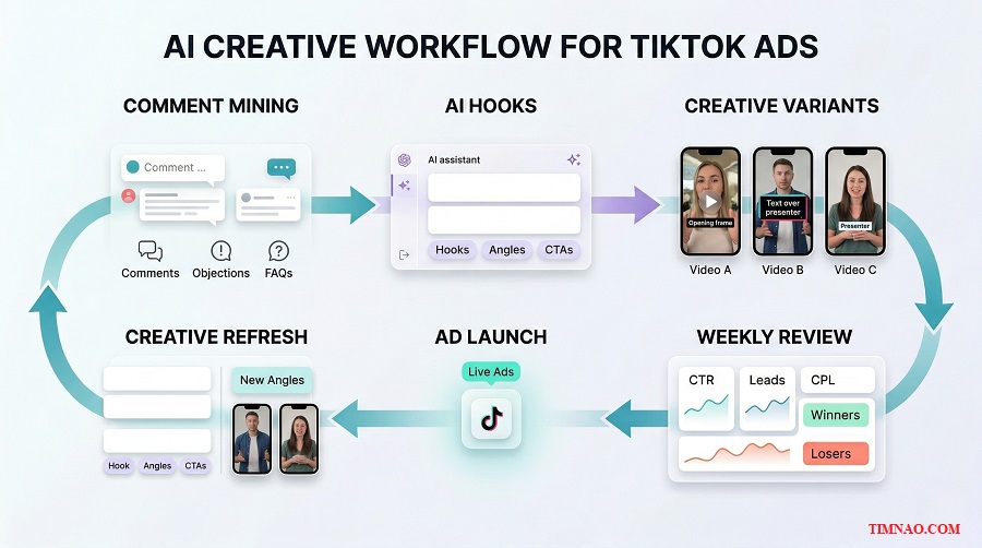 ai tiktok workflow hooks variants dashboard