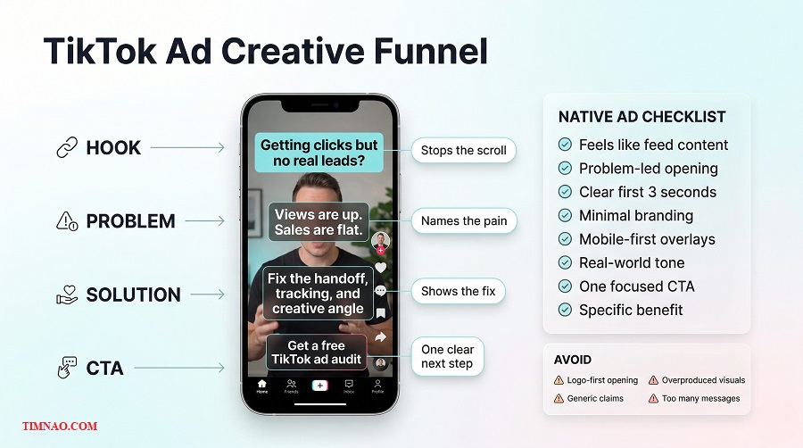 tiktok creative funnel native ad checklist