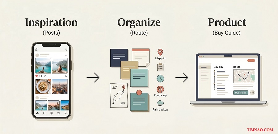 travel content to itinerary product infographic